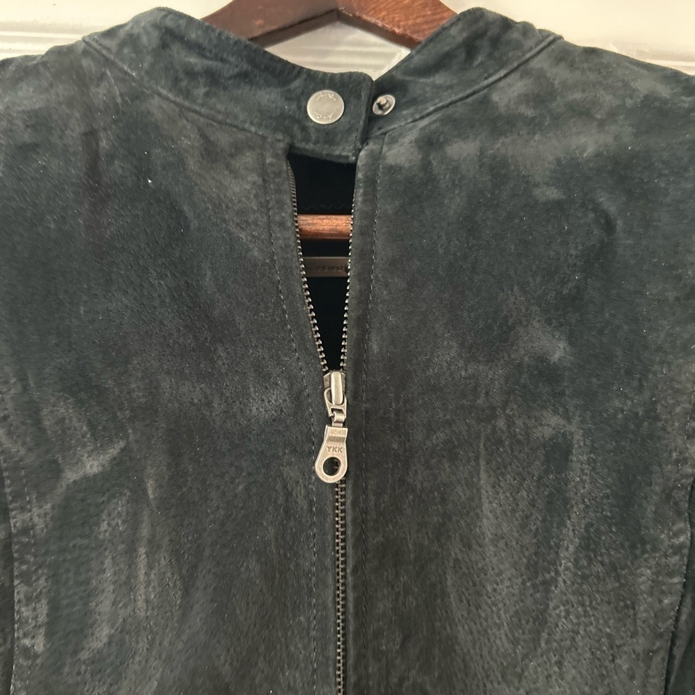 I.E.Relaxed Size XL Black Suede Leather Riding Jacket Coat - Picture 4 of 8
